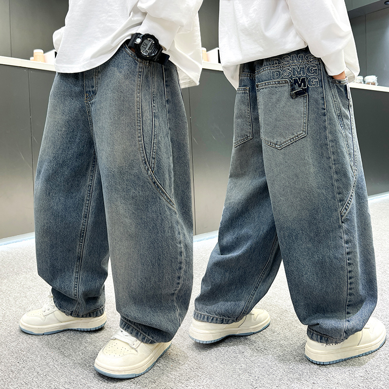 男童春季休闲裤2025新款牛仔裤儿童春秋款直筒【百岁童】A5046-1