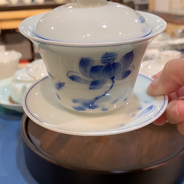 青瓷茶具手绘盖碗瓷器