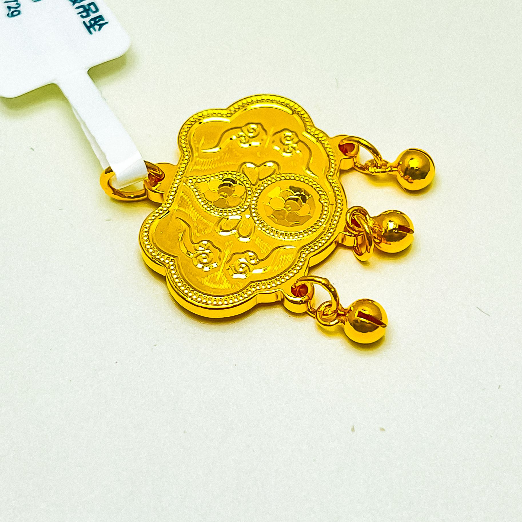 足银银制品 足银珠珠如意锁吊坠  金包999足银气质时尚简约百搭风