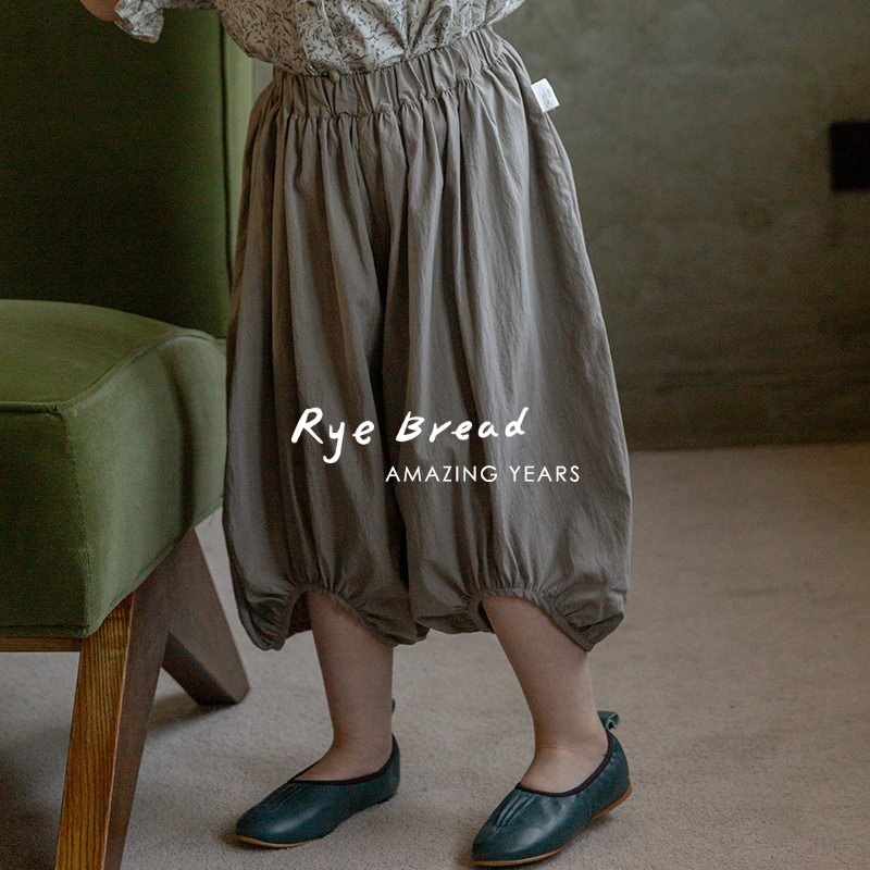 ryebread/黑面包童装 韩系宽松女小童宝宝花苞休闲裤4夏