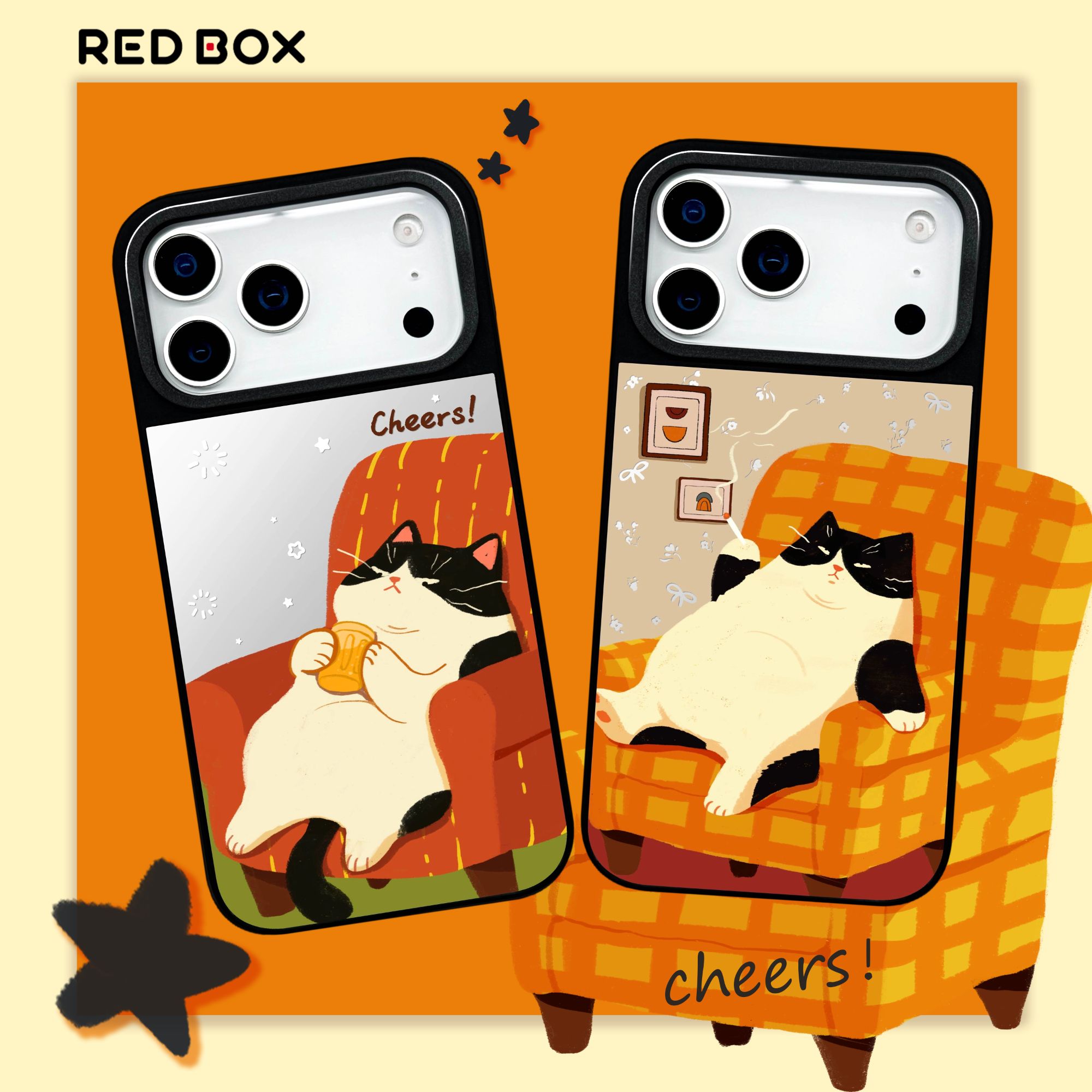REDBOX”猫生赢家”悠闲肥宅猫手机壳保护防摔适用苹果iPhone16/17