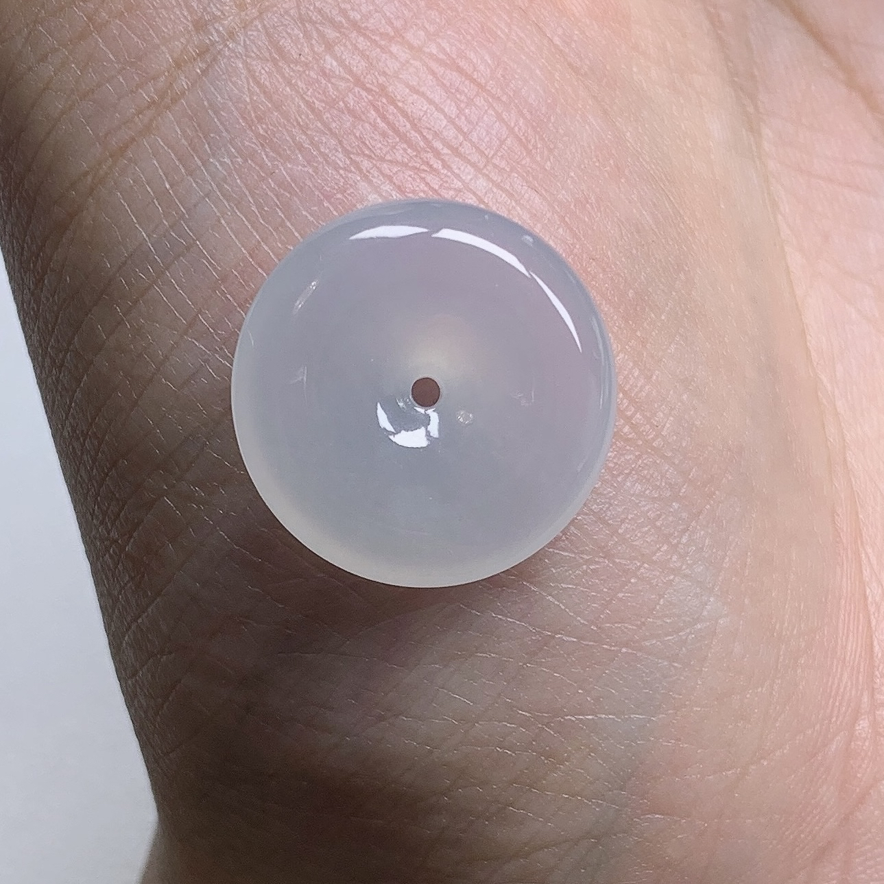 冰润白月光平安扣缅甸天然翡翠玉坠 种老肉细 尺寸19.7/5.1mm