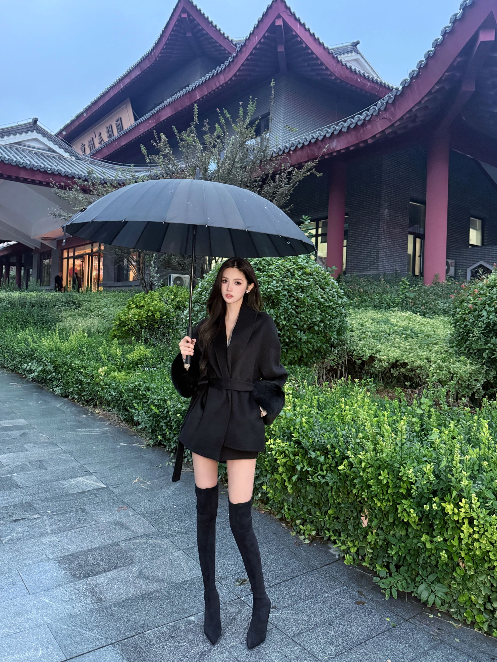 Mio Studio【暖冬暗语】秋冬新款双面绵羊毛外套狐狸毛袖口毛呢大衣