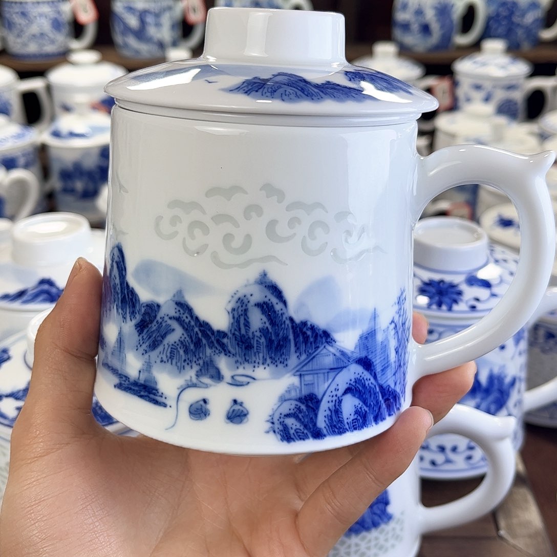 M**7景德镇陶瓷马克杯带盖