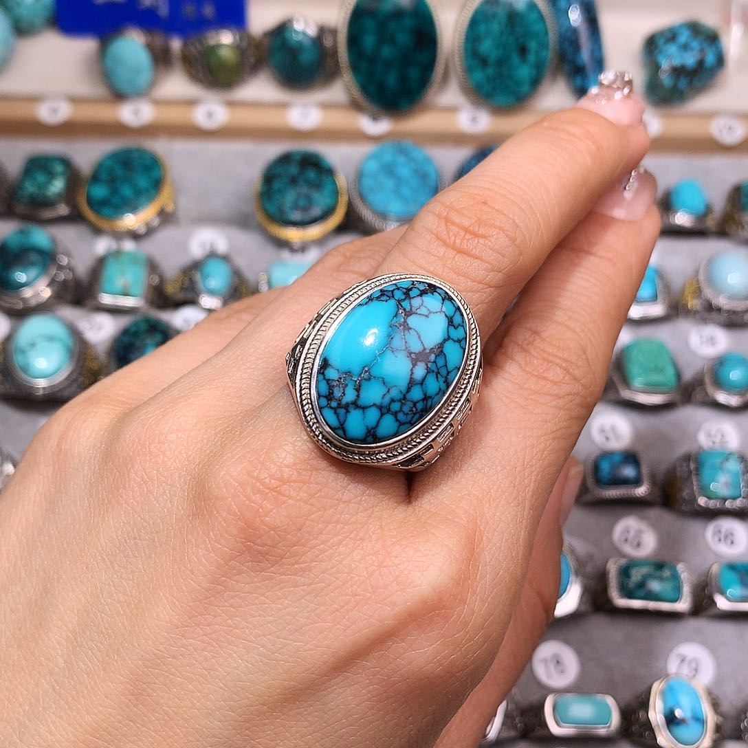 绿松石挂件银S925镶嵌