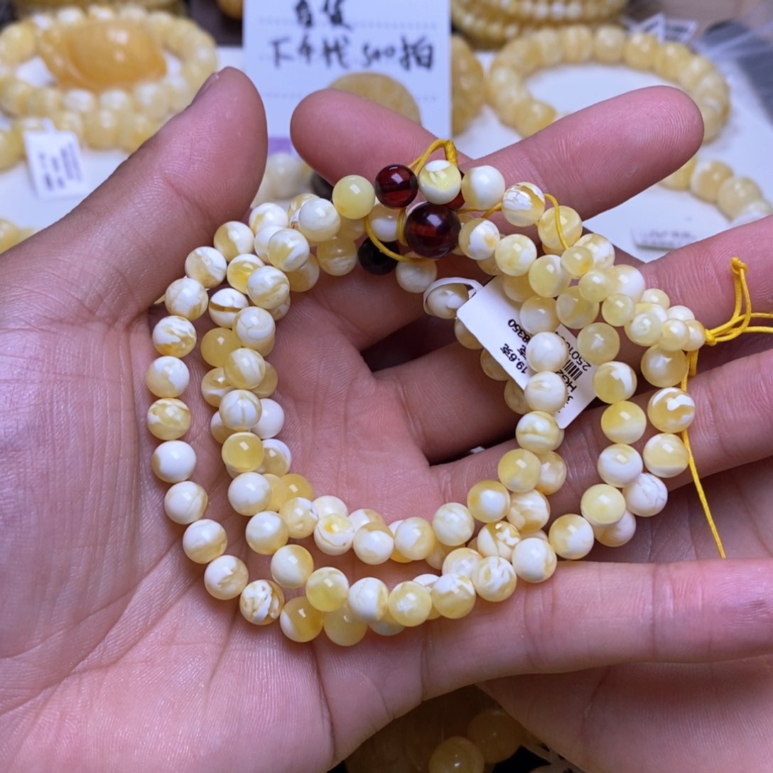 【闪购商品】蜜蜡裸石未镶嵌B****m6+圆珠108手串