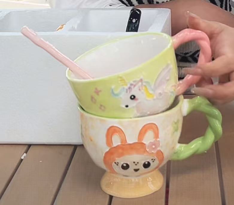 重工重彩复古手绘釉下彩陶瓷马克杯早餐杯