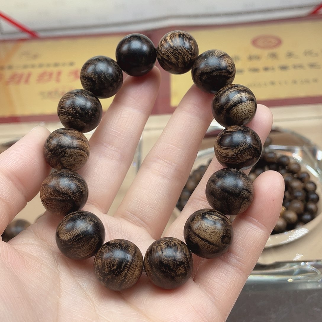 沉香手串泪**桐越南芽庄白棋虎皮缨子瘤疤s级