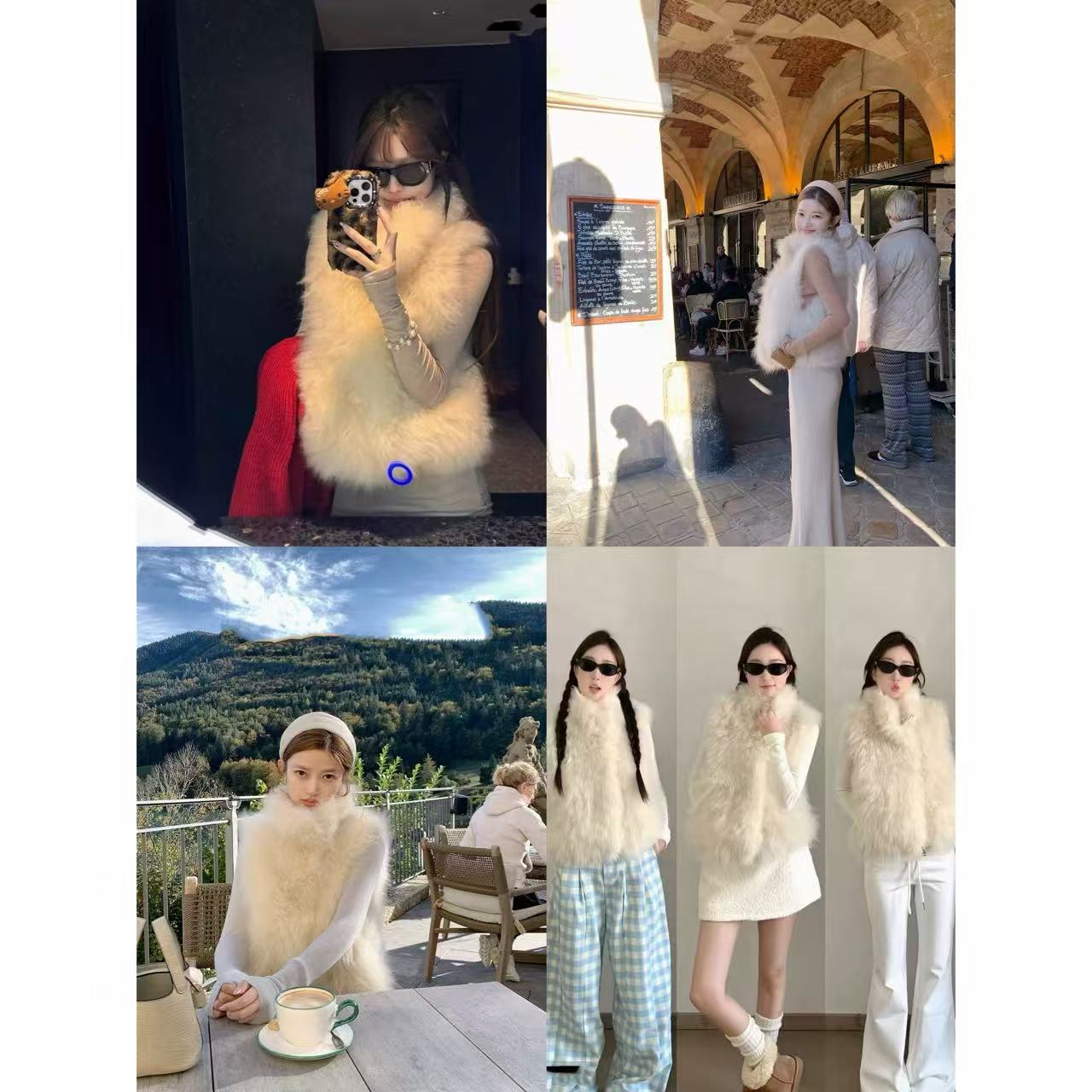 徐秋阳   卷云马甲 毛毛立领拉链纽扣门襟侧翼两边可打开13965