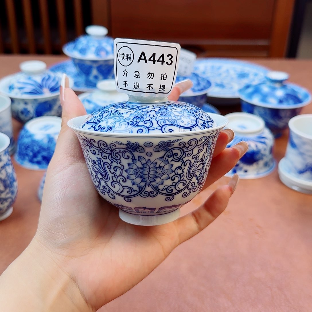 鹰景德镇陶瓷手绘盖碗