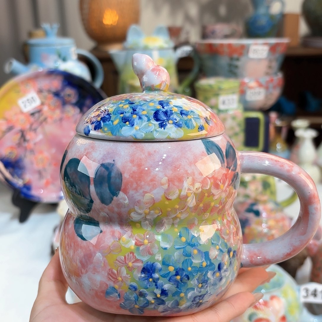 景德镇手绘高温釉下彩陶瓷茶具