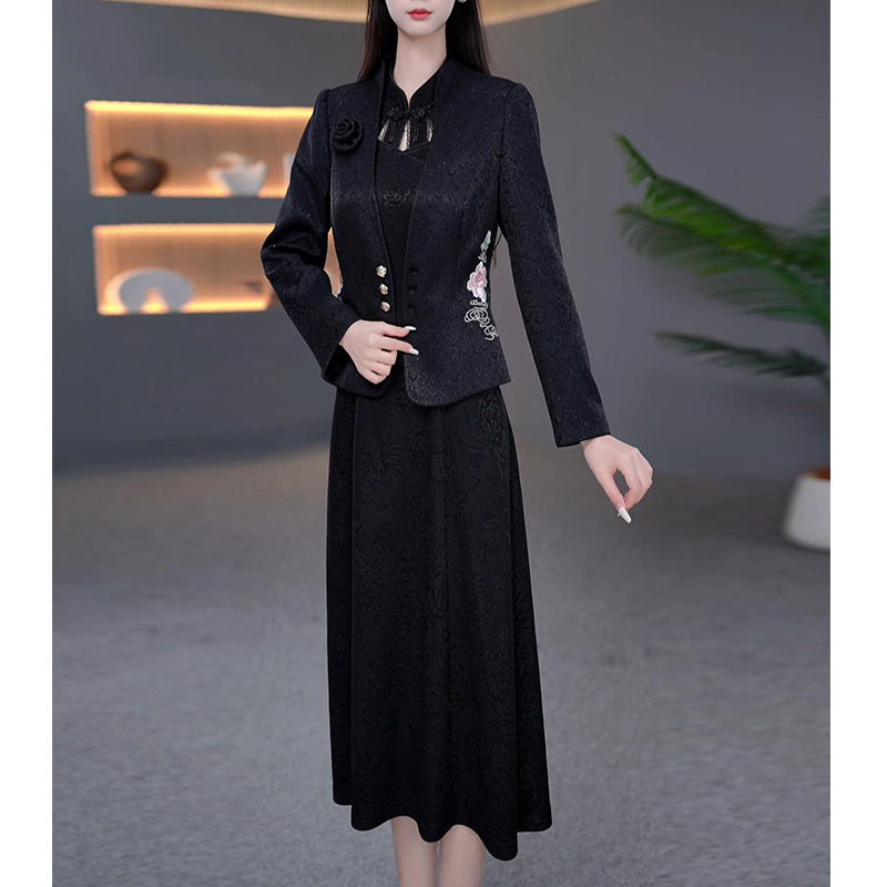 DBF-25B180YR 新款气质中式旗袍两件套轻奢减龄显瘦连衣裙 M-5XL