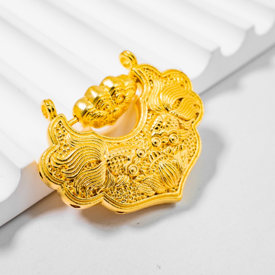 吊坠足银 锦鲤锁吊坠小