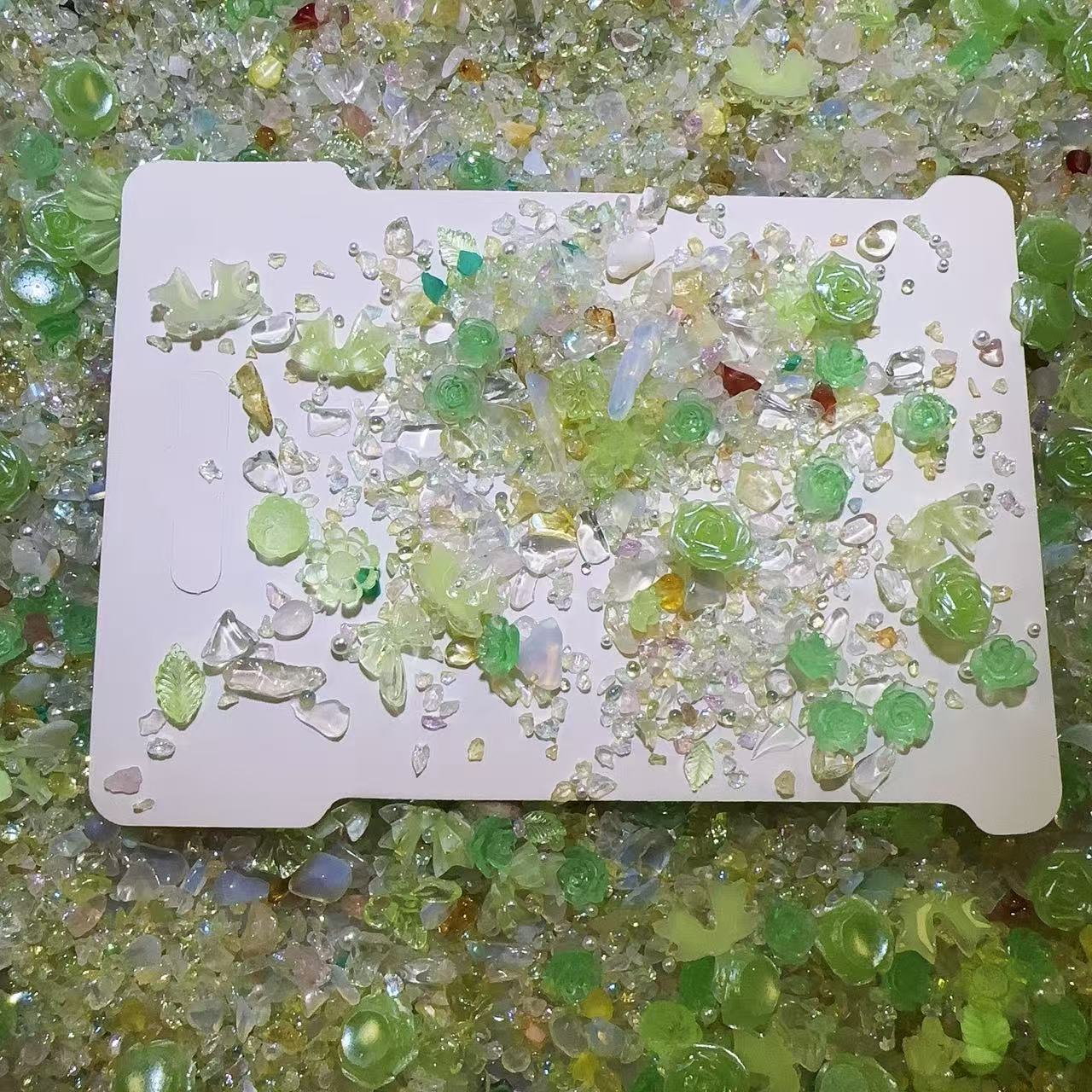 美甲钻天然水晶石饰品DIY流麻材料网红碎石风暴蔷薇玫瑰花花美甲