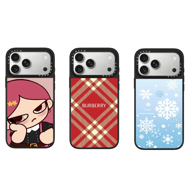 【冬日雪花】镜面新款发呆女孩圣诞红格纹适用iPhone17Promax手机壳