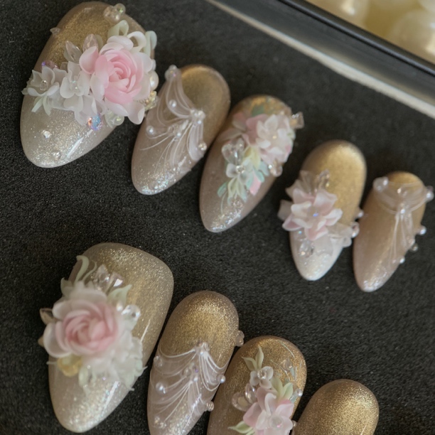 花仙子仙女系列 纯手工定制款雕花穿戴甲10片装