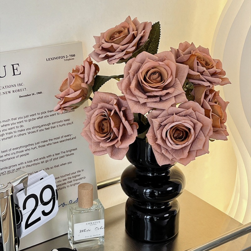 玫瑰花仿真花假花摆设客厅仿生花花束餐桌摆花装饰干花插花艺摆件