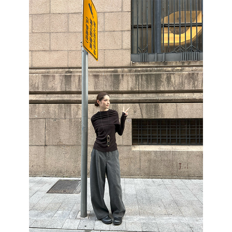 【玄子】两色毛呢休闲裤