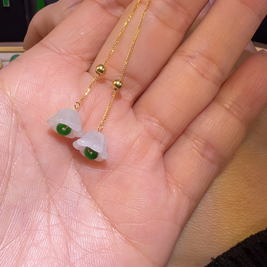 翡翠颈饰18K金镶嵌耳环