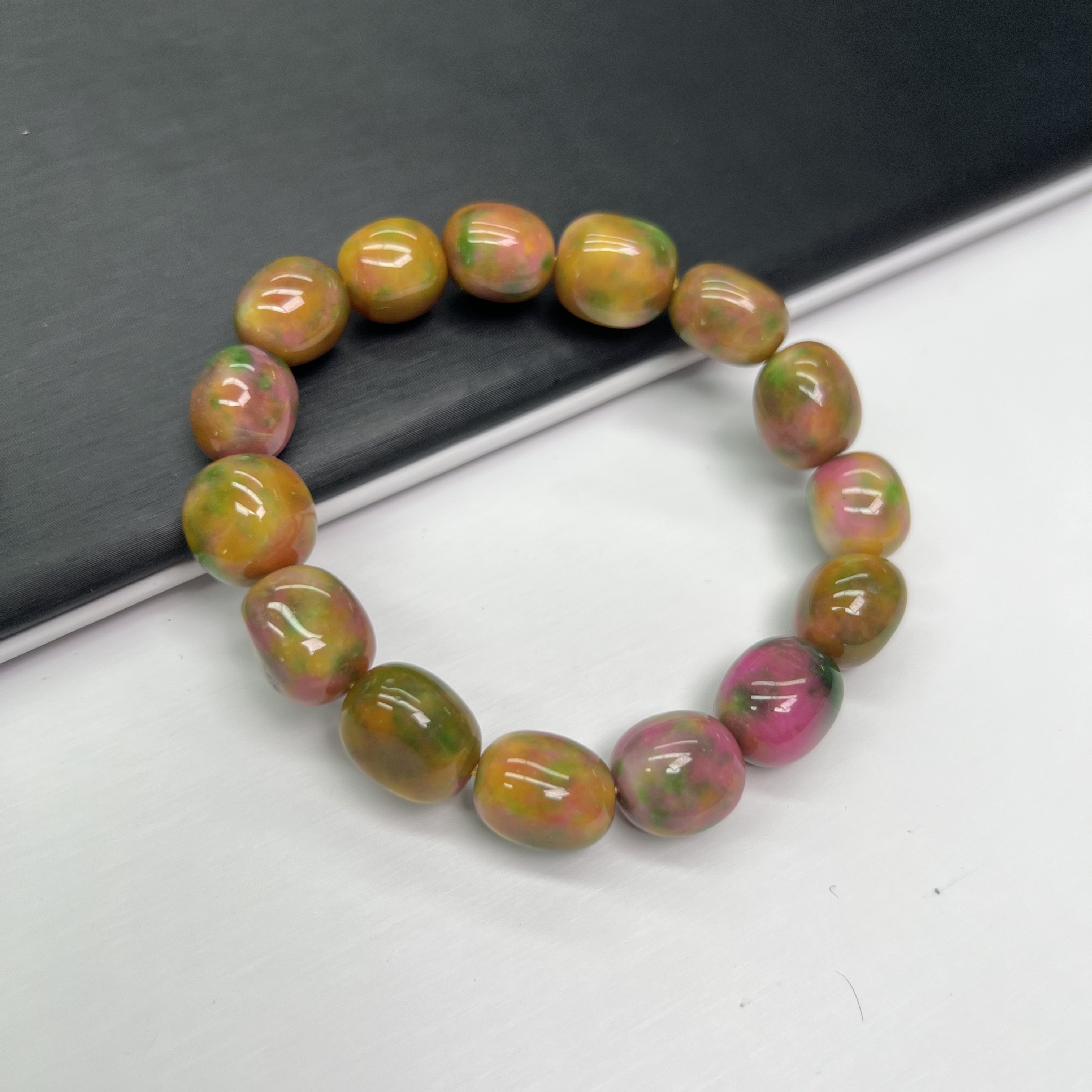 a374五彩药苏单圈手串12mm百搭