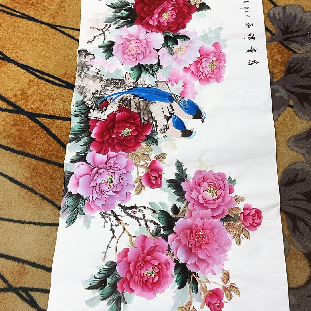 国画赵春英手绘牡丹70.140