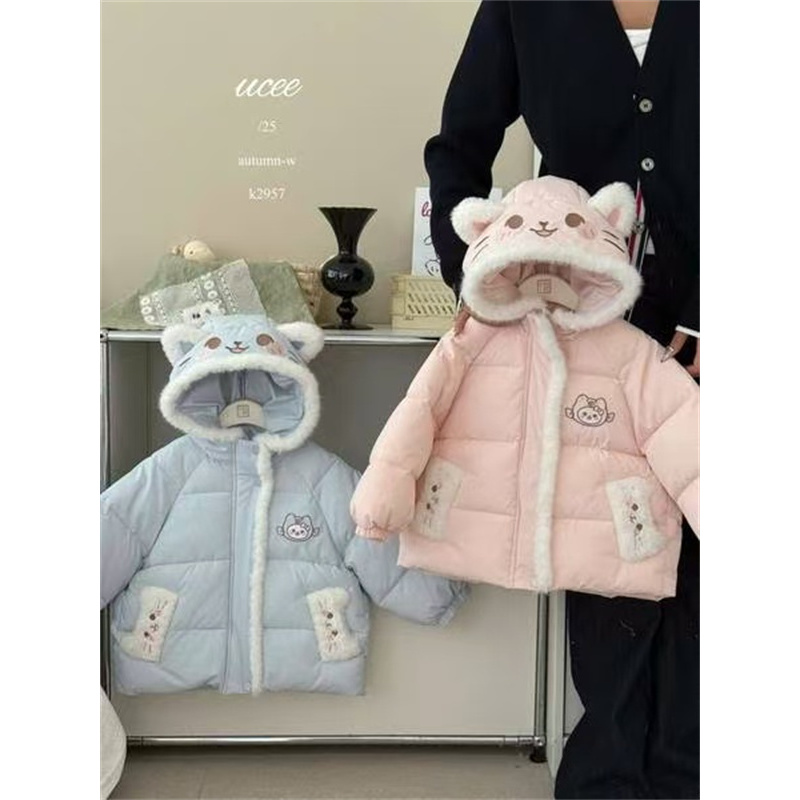 【暖意】釉兮·25冬~女童宝宝可爱超萌毛边卡通棉服K2957（童装汉服蓝