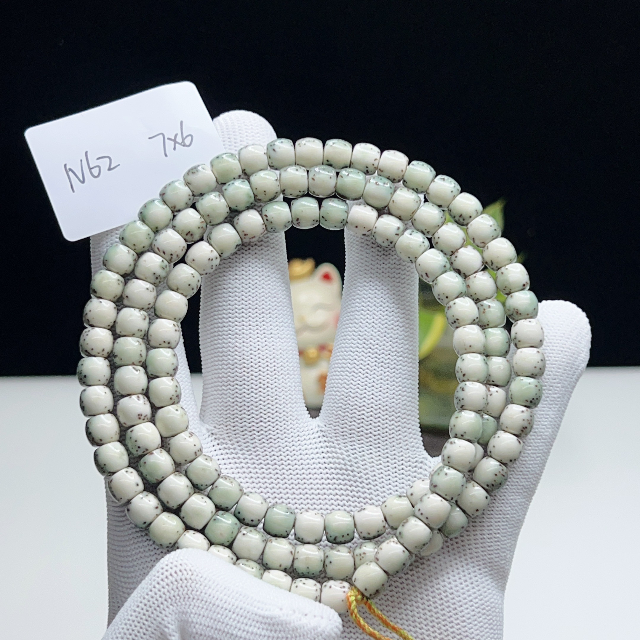 N62糯冰小冰糖7×6河豚无月大留白一物一图星月菩提108手串