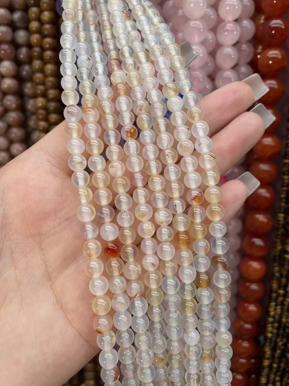 冰飘玛瑙  珠宝半成品散珠DIY批发