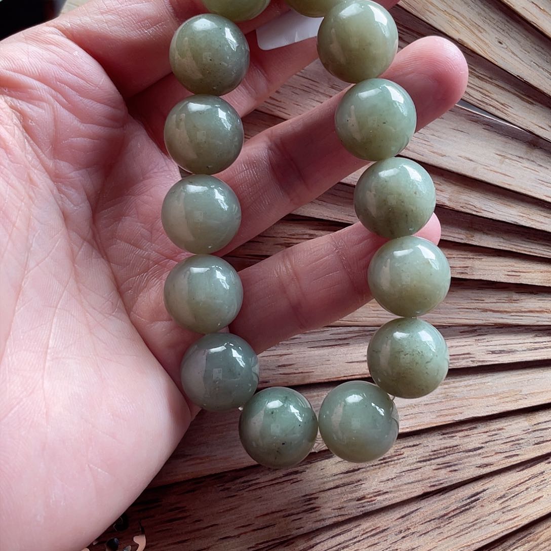 和田玉手串未镶嵌16圆珠