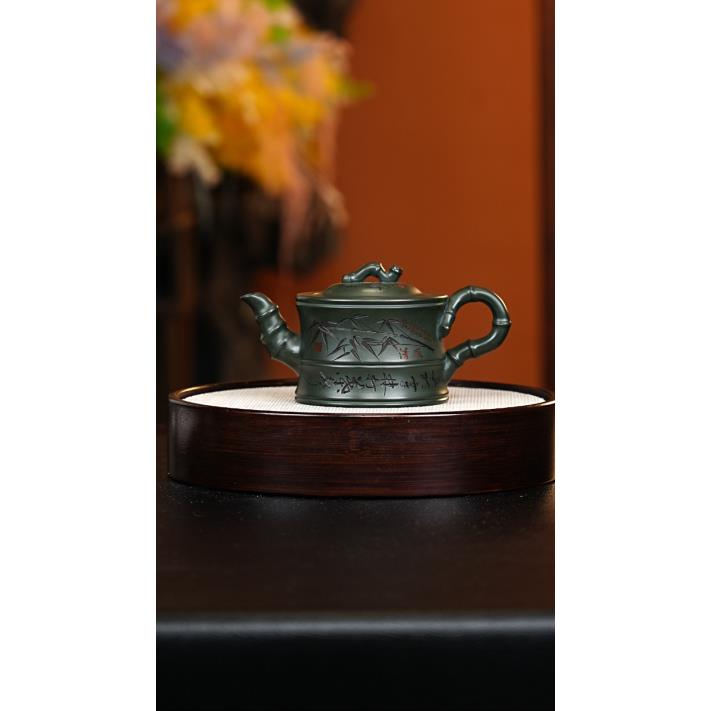 宜兴紫砂 一品竹段 绿泥 谭青h325