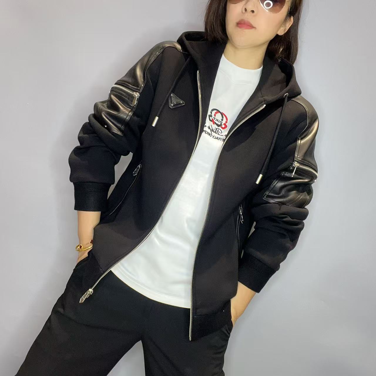 欧货 秋冬时尚休闲潮流个性男士高端品质连帽加棉外套