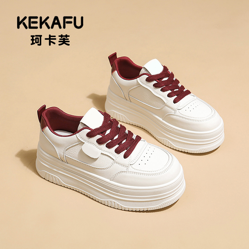 珂卡芙小白鞋女2025年春季新款厚底百搭超火面包鞋增高爆款运动鞋