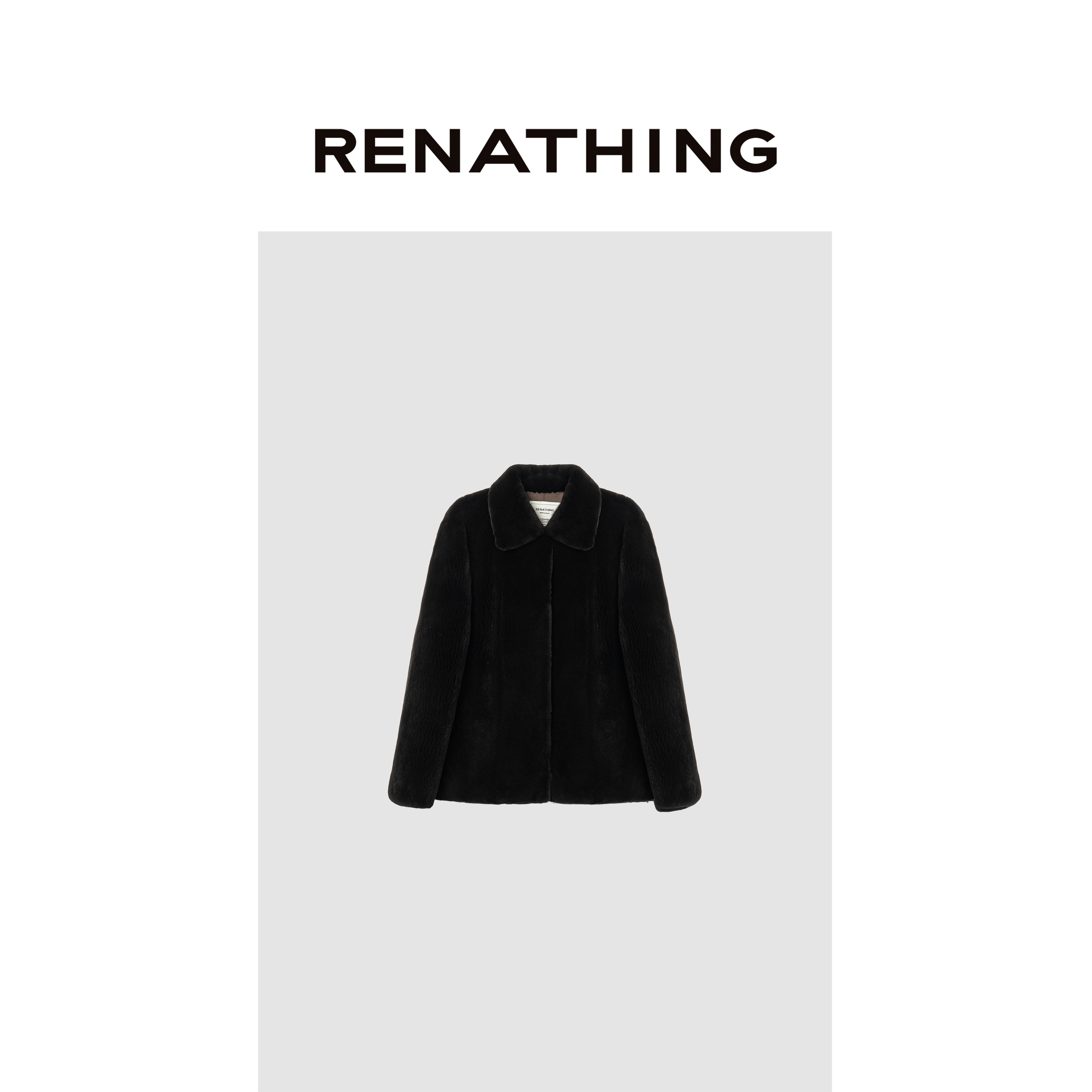 【RENATHING】柔绒肌理翻领水貂外套