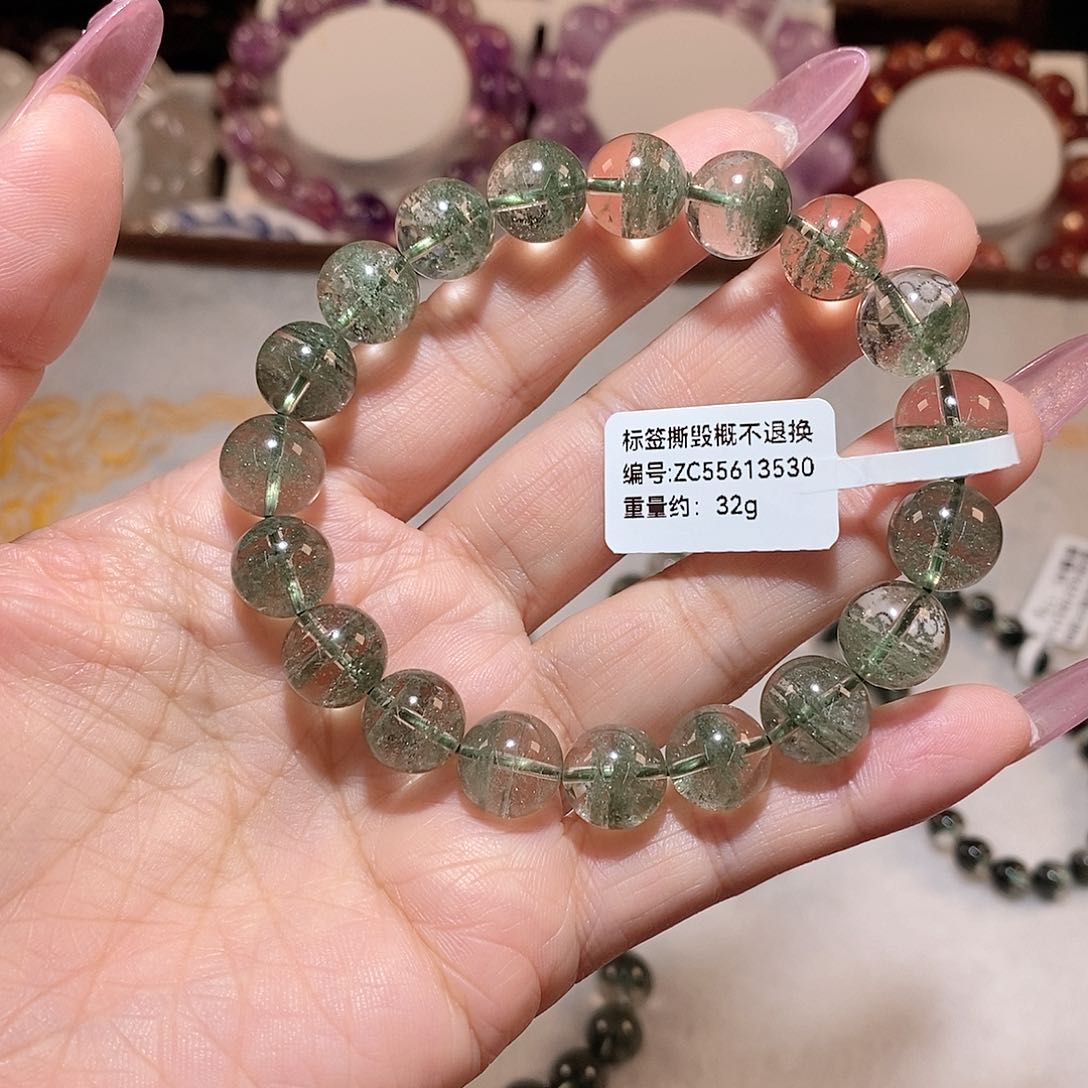 水晶手链未镶嵌东**家千层绿幽灵