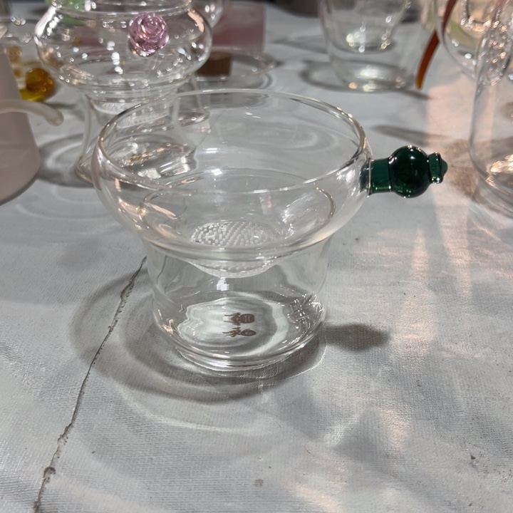 手工艺品玻璃茶漏墨绿