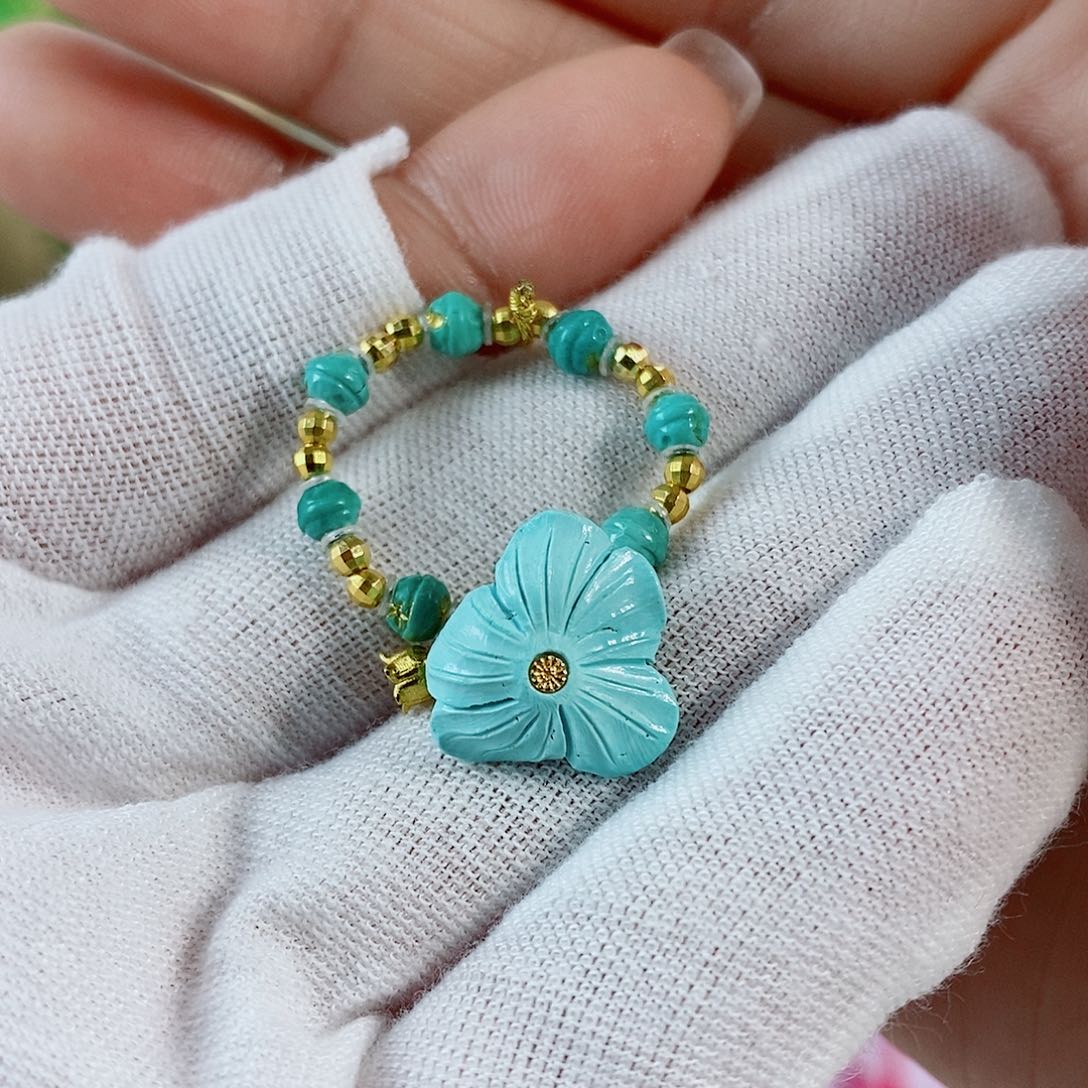 绿松石珠宝奇石18K金镶嵌