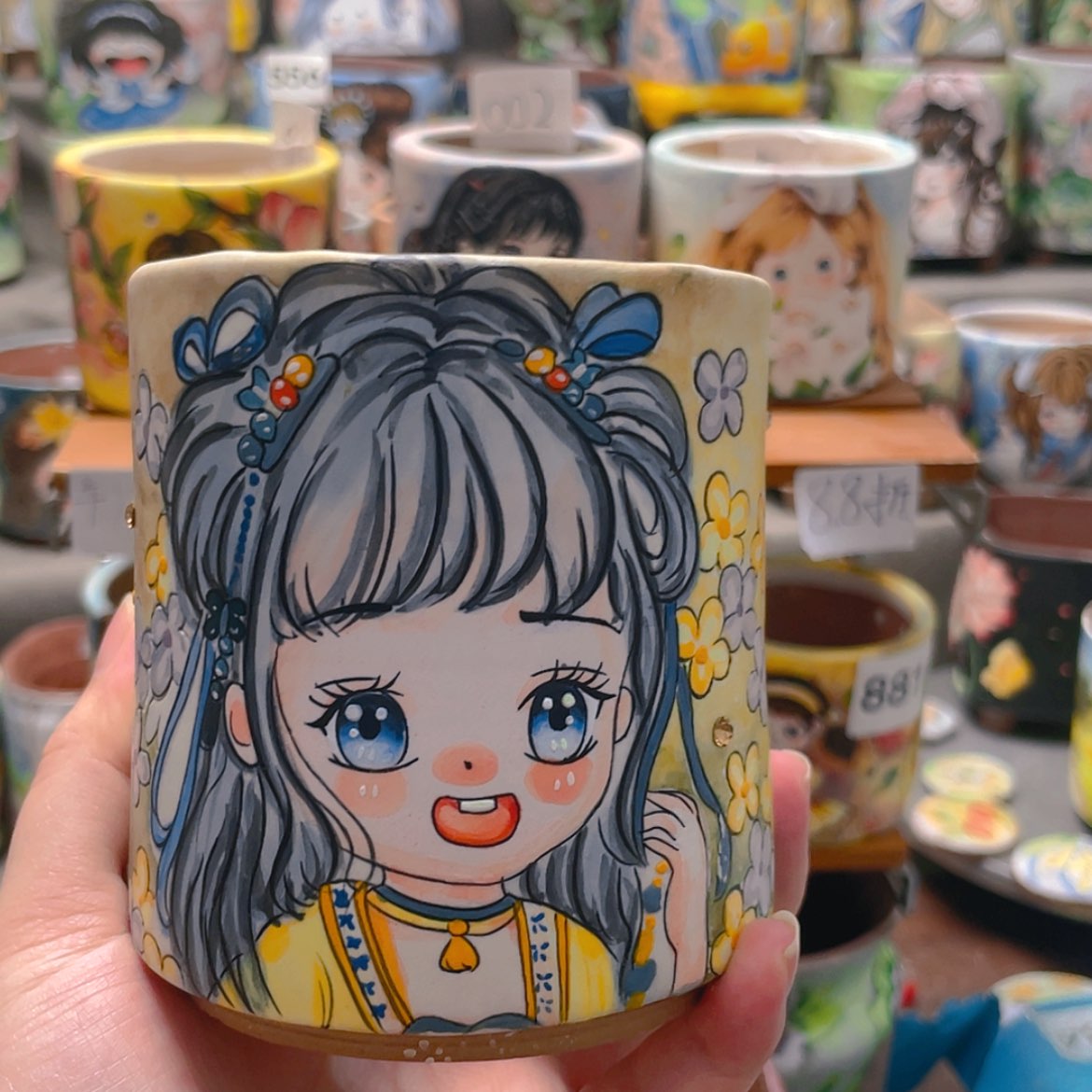 【闪购商品】瓷片陶瓷花盆手绘设计