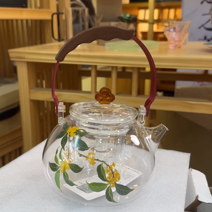红色把手桂花蒸煮煮茶壶