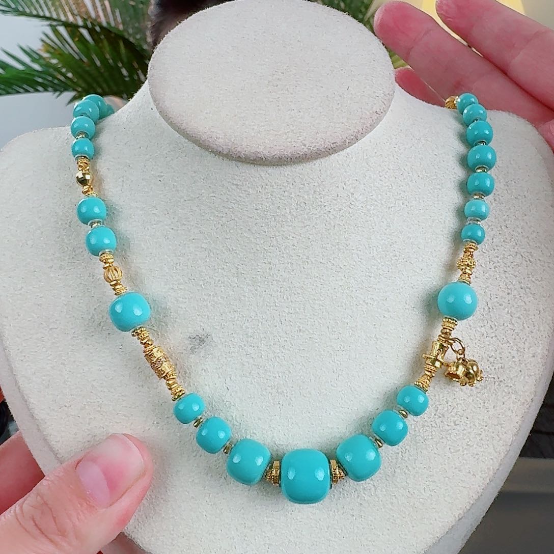 绿松石珠宝奇石18K金镶嵌