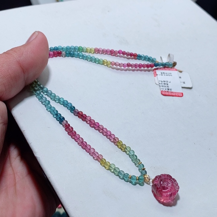 碧玺颈饰18K金镶嵌碧玺手链