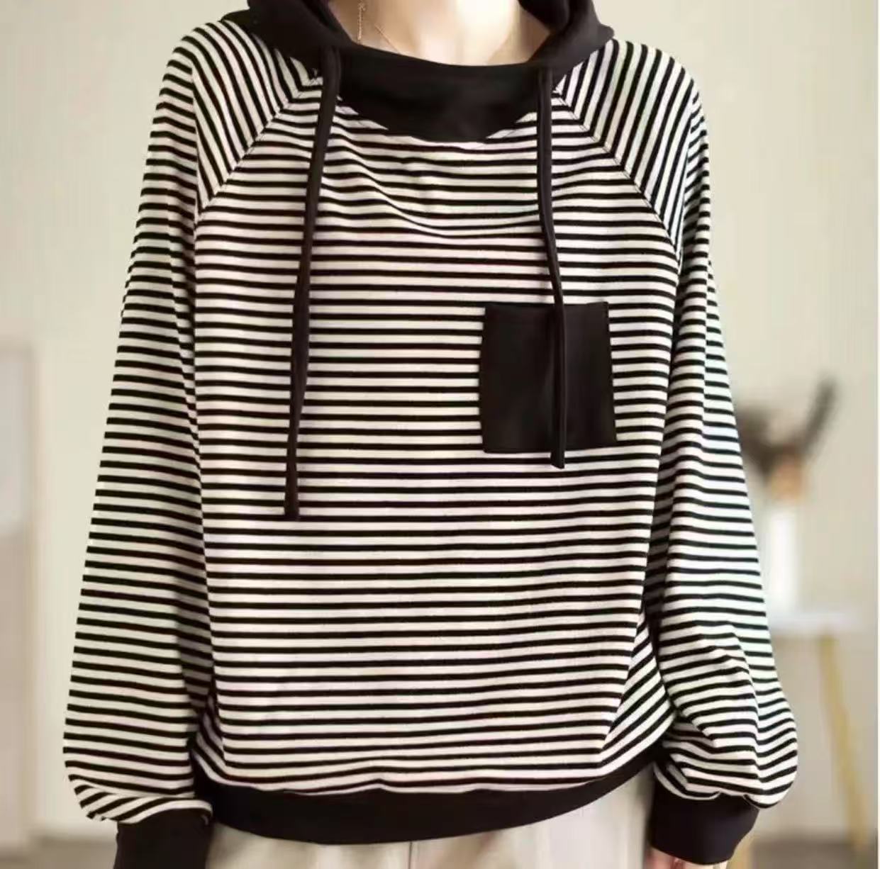 德绒连帽卫衣女秋冬新款时尚简约宽松纯色加厚保暖休闲上衣女