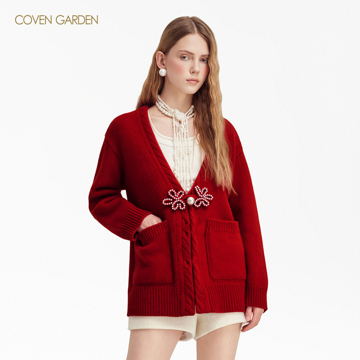 【哥文花园】绵羊毛毛衣2025冬季新款新中式中长款上衣CSA4037400