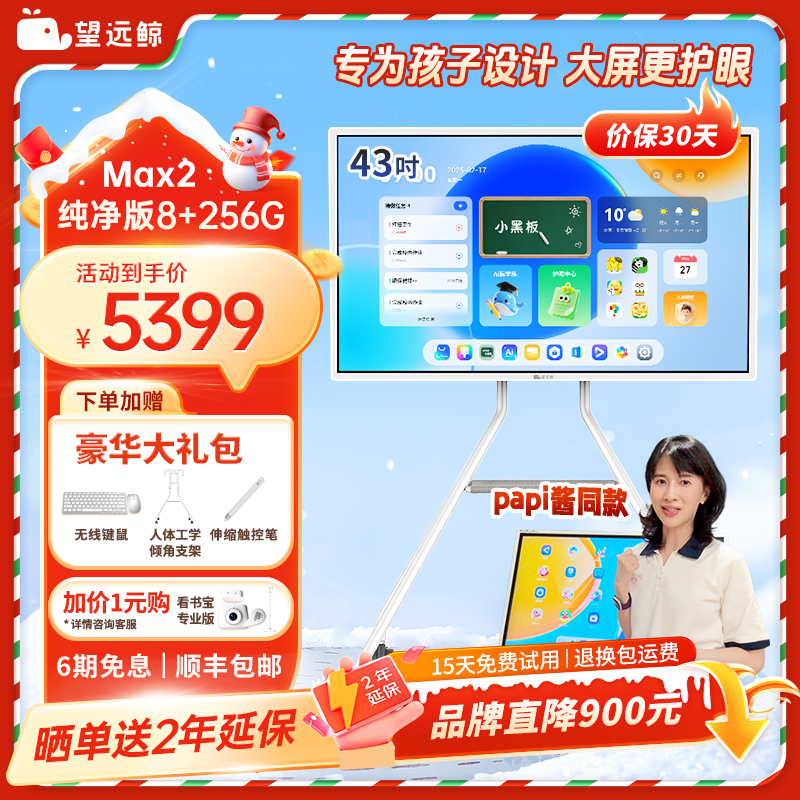 【新品256G】望远鲸43英寸护眼网课屏Max2 papi酱同款 纯净 显示器