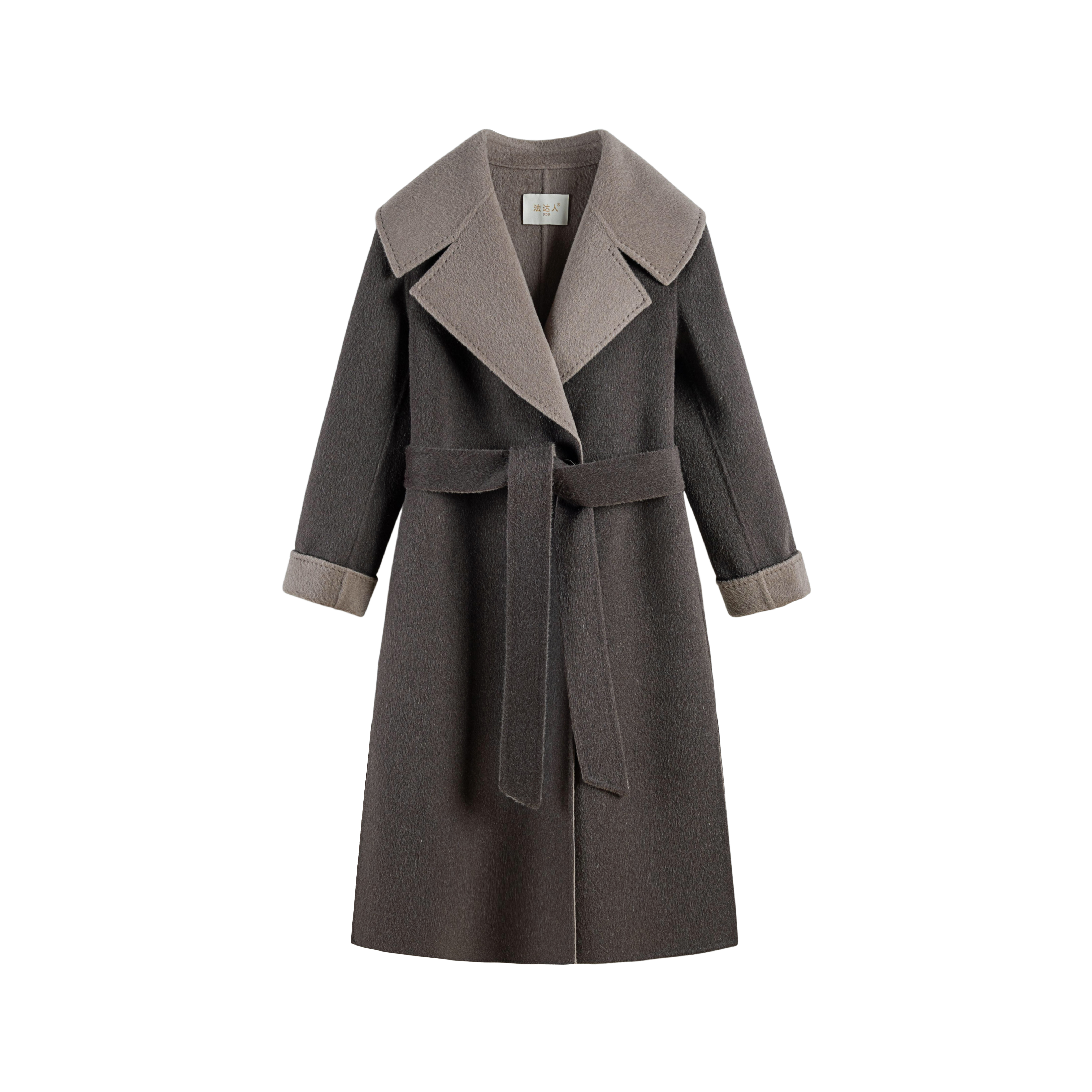【山野雾气】2025秋冬新款羊毛大衣韩系系腰带款羊绒长款保暖大衣