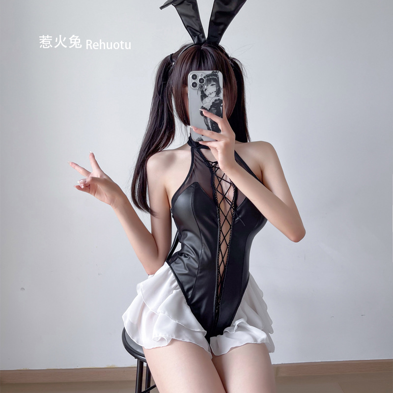 漆皮连体兔女郎COS制服套装