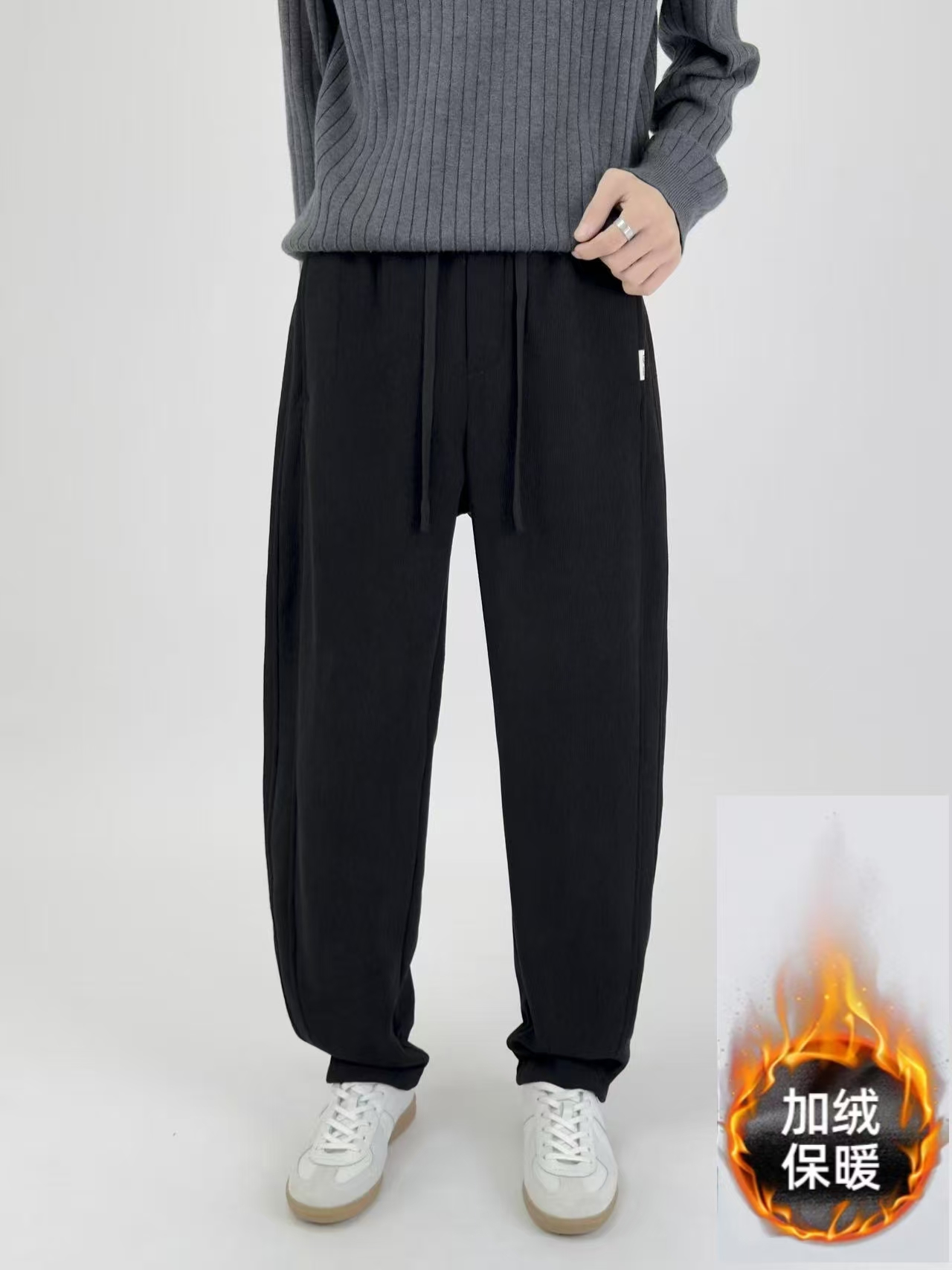 【2025冬季新款男女同款博奥绒卫裤加绒加厚休闲平口裤】