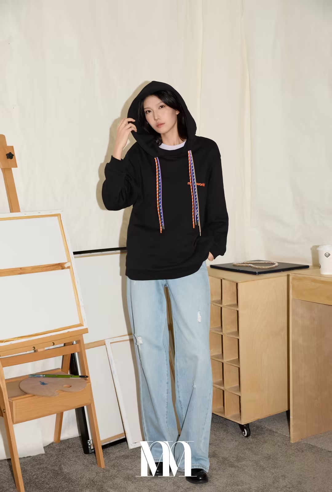 mithworld撞色吸睛连帽卫衣 女常规款