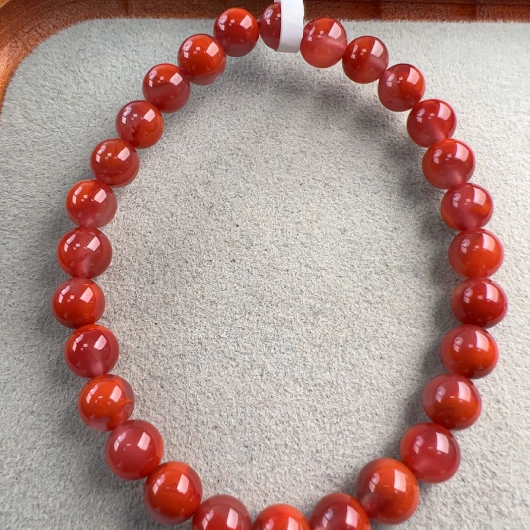 南红玛瑙未镶嵌（锦红俏色圆珠6mm+