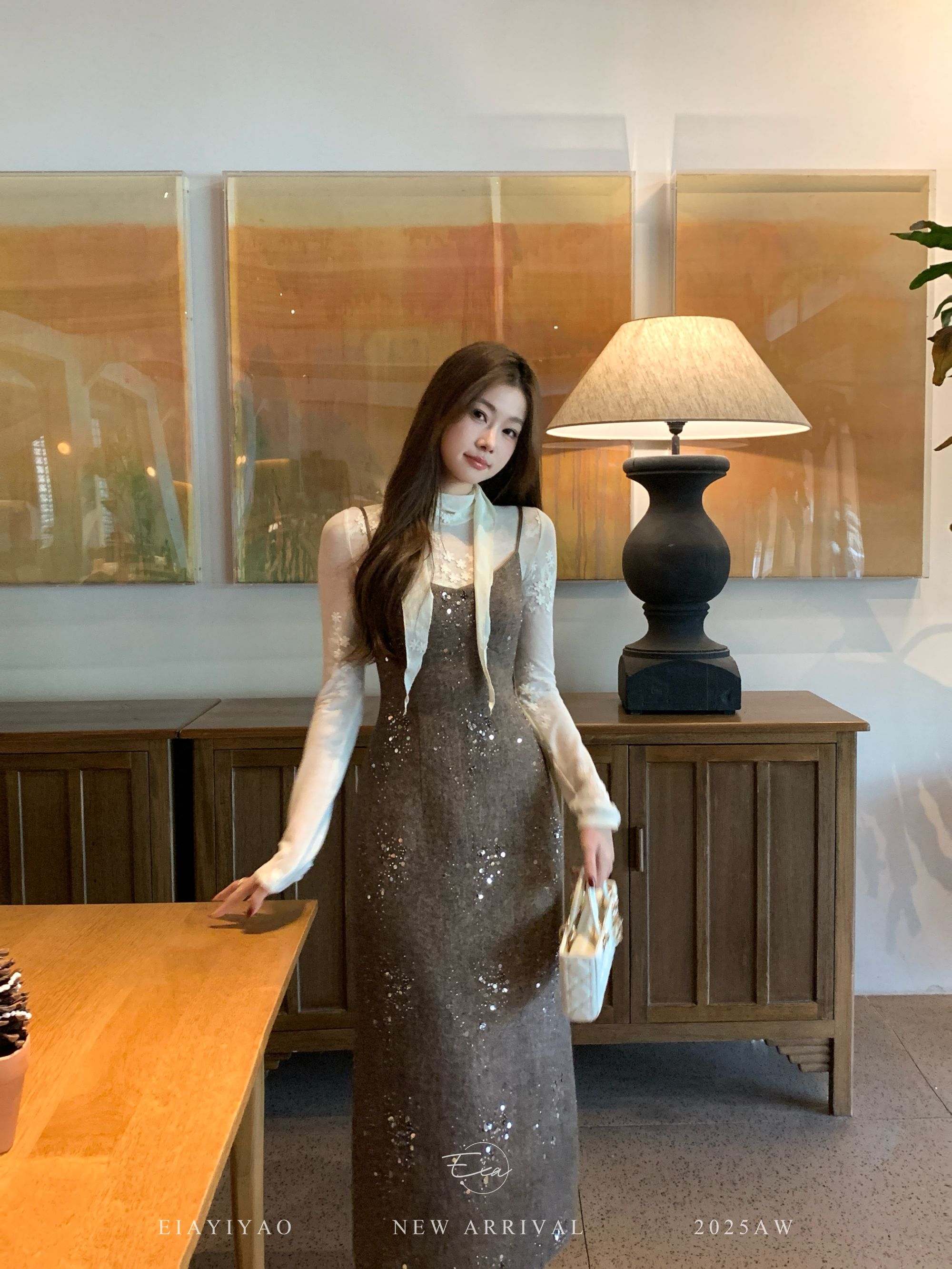 EIA一尧【江南富家女】气质羊毛小香风吊带连衣裙千金感显瘦生日裙