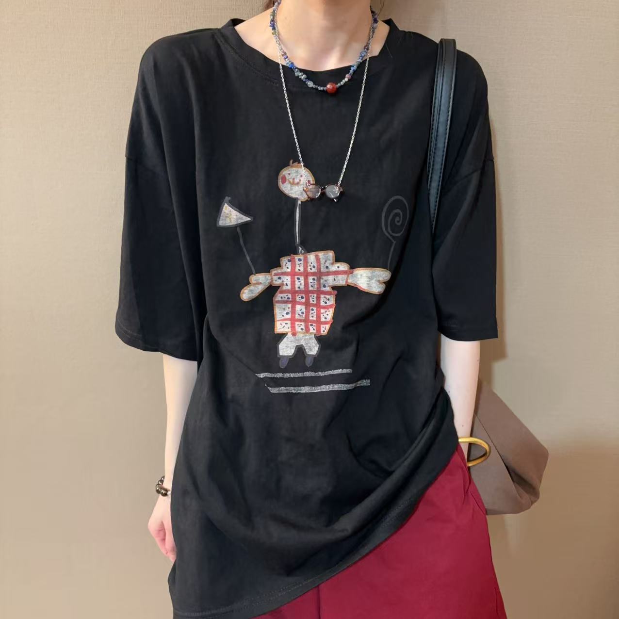 木偶人印花凉凉T恤